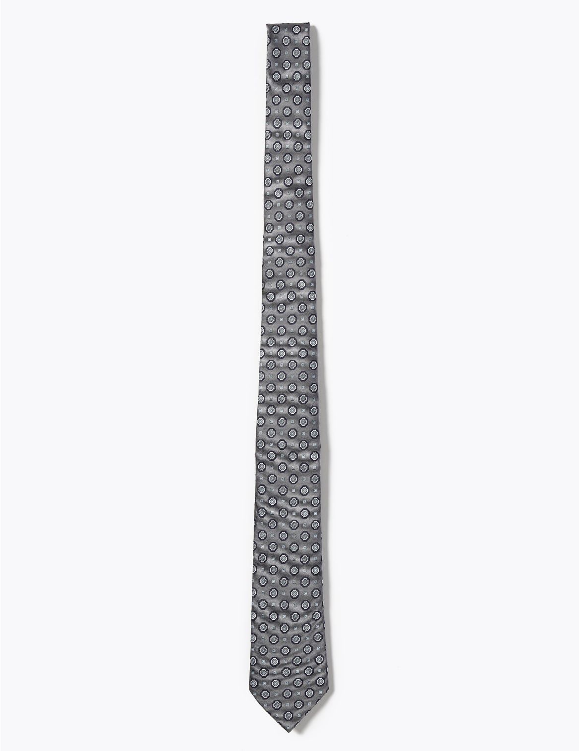 Slim Geometric Tie grey