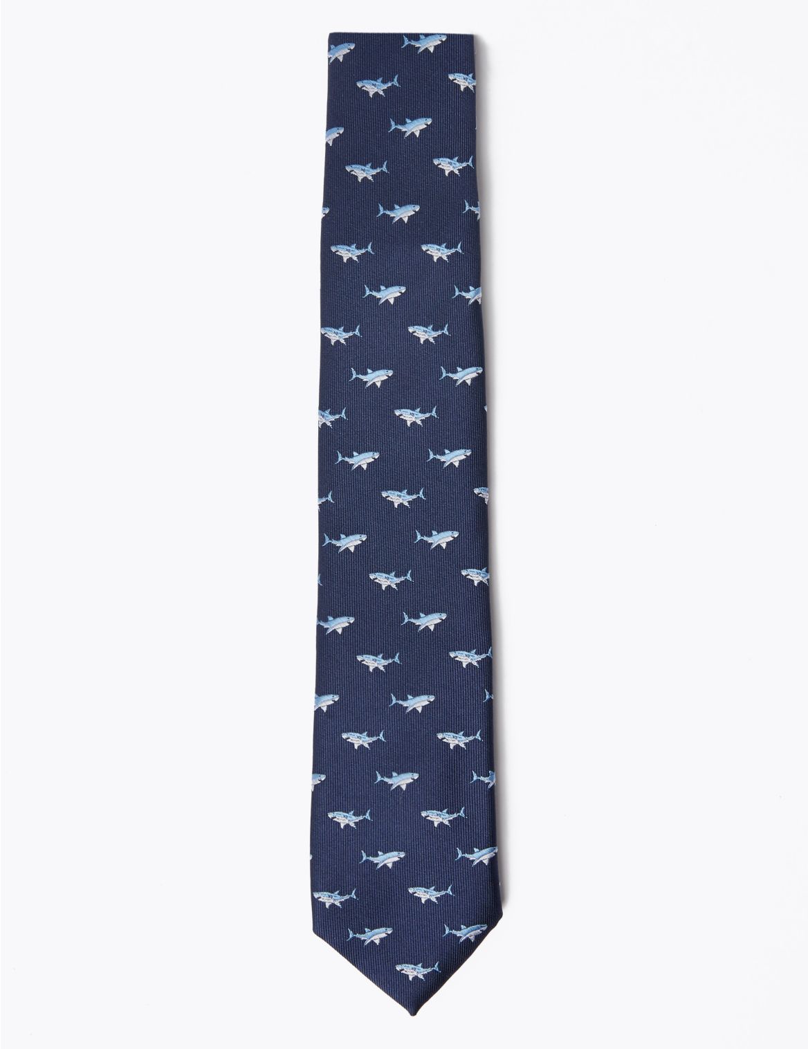 Skinny Shark Print Tie blue