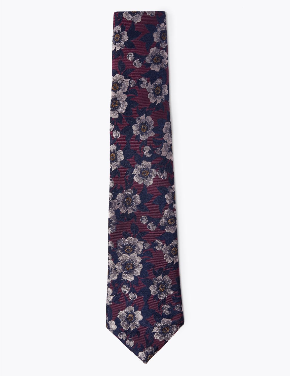 Pure Silk Floral Woven Tie pink