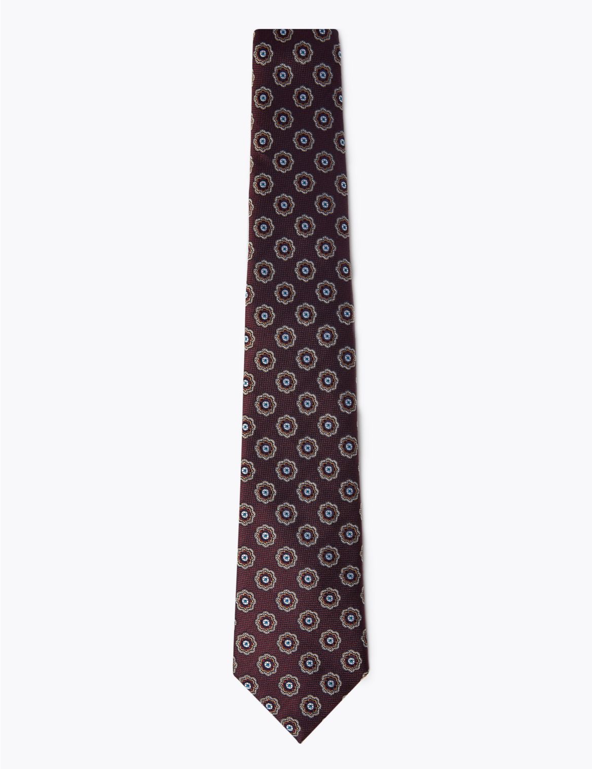 Pure Silk Woven Floral Tie red