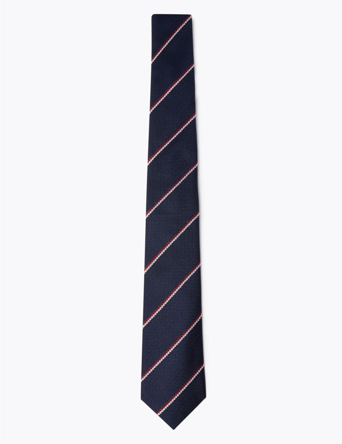 Slim Striped Pure Silk Tie navy