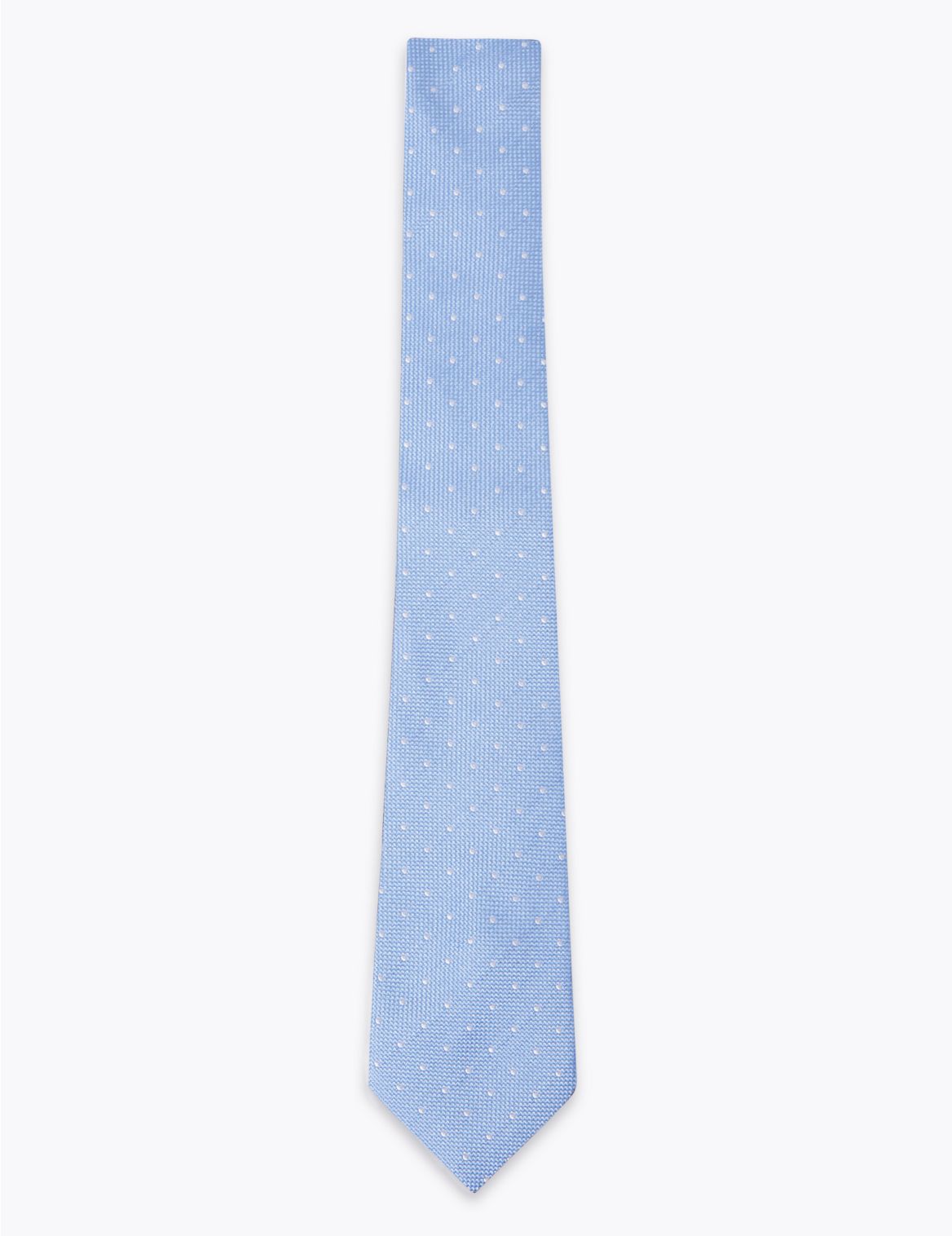 Slim Polka Dot Pure Silk Tie & Handkerchief Set blue