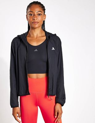 Adidas Womens Run It Hooded Sports Jacket - Black, Black