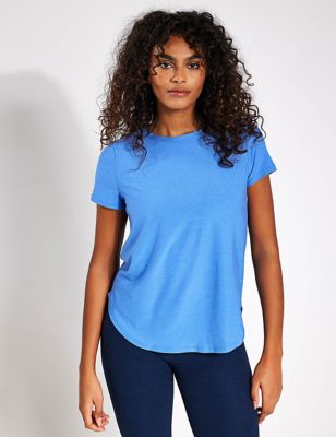 Beyond Yoga Womens Featherweight On The Down Low T-Shirt - Pink, Pink,Blue