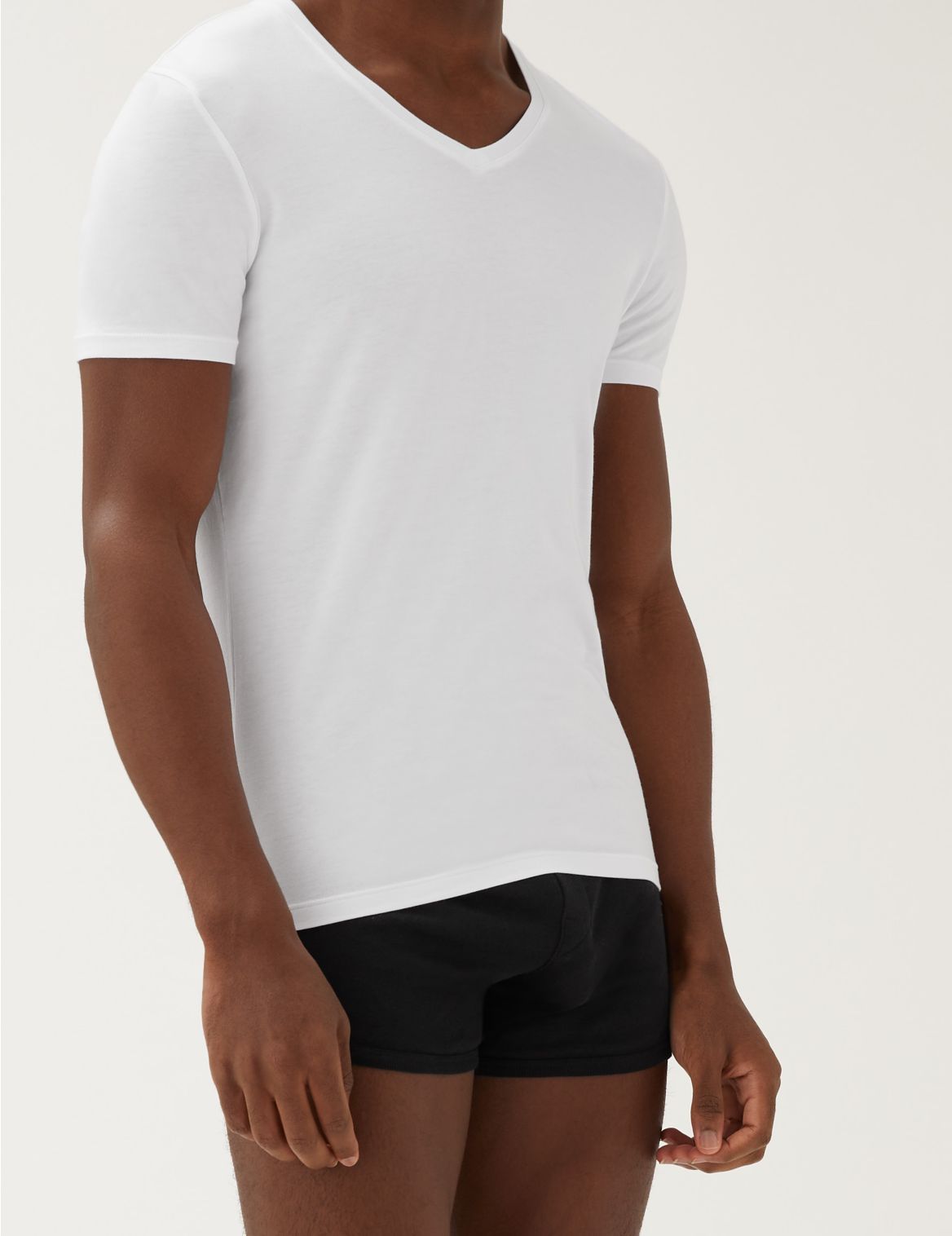 Premium Cotton V-Neck T-Shirt Vest white