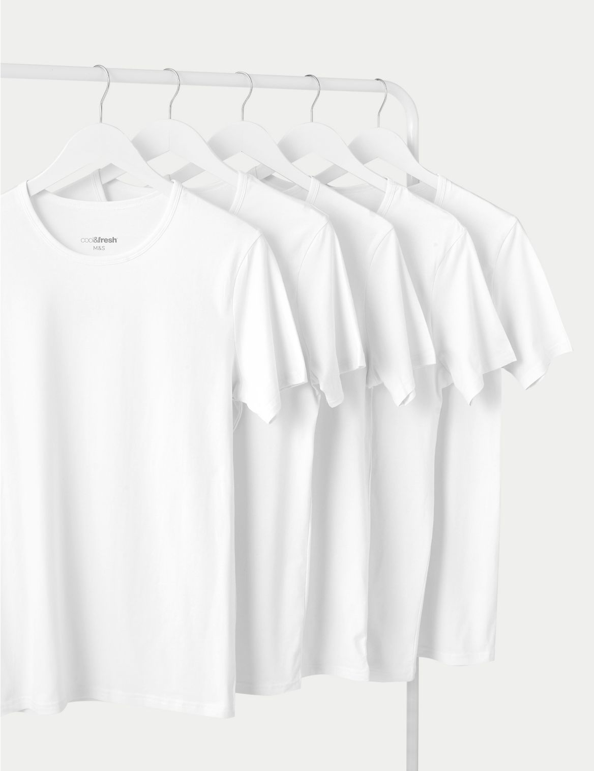 5 Pack Cotton Cool & Fresh&trade; T-Shirt Vests white
