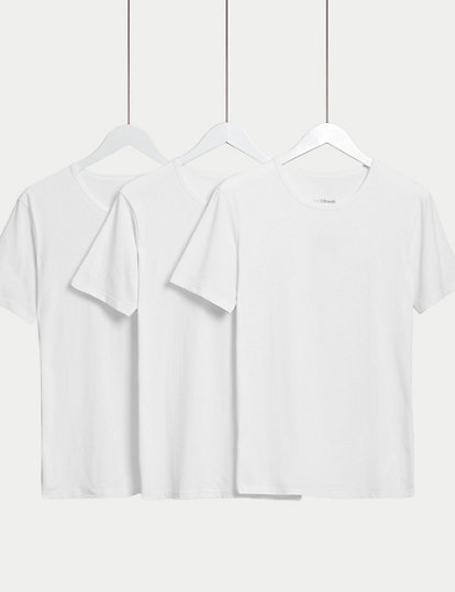 M&S Collection 3Pk Cool & Fresh™ T-Shirt Vests - White, White
