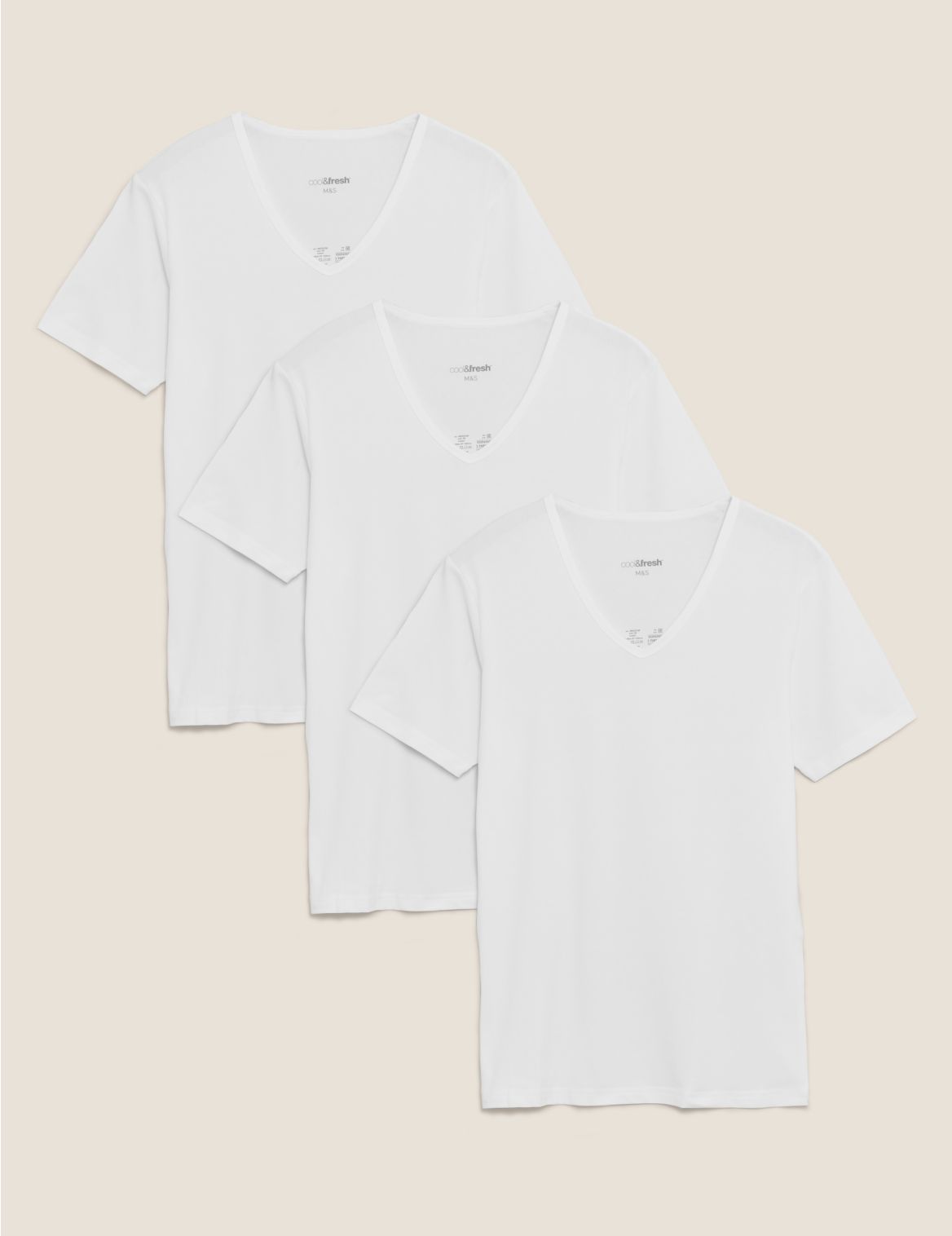 3 Pack Cool & Fresh&trade; V-Neck T-Shirt Vests white