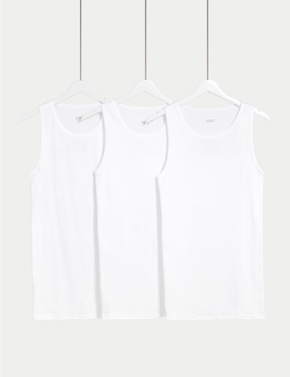 3 Pack Pure Cotton Sleeveless Vests white