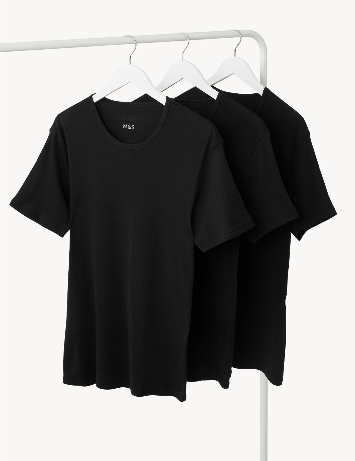 3 Pack Pure Cotton T-Shirt Vests black