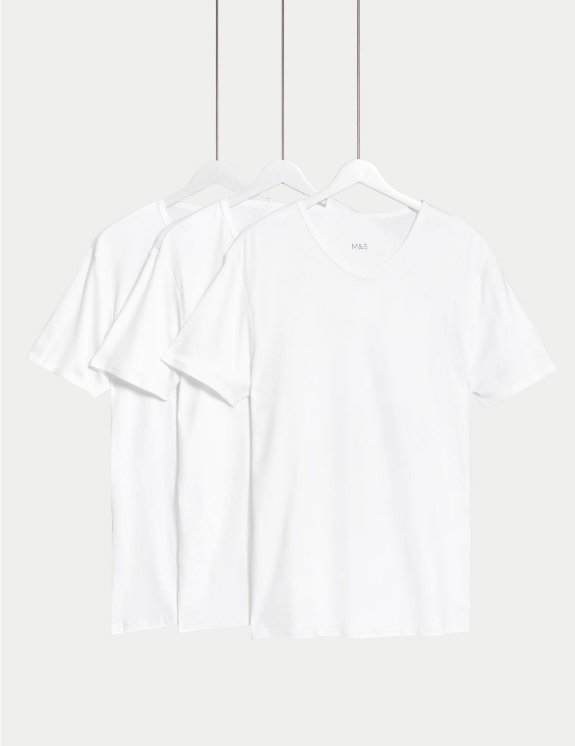 3 Pack Pure Cotton V-Neck T-Shirt Vests white