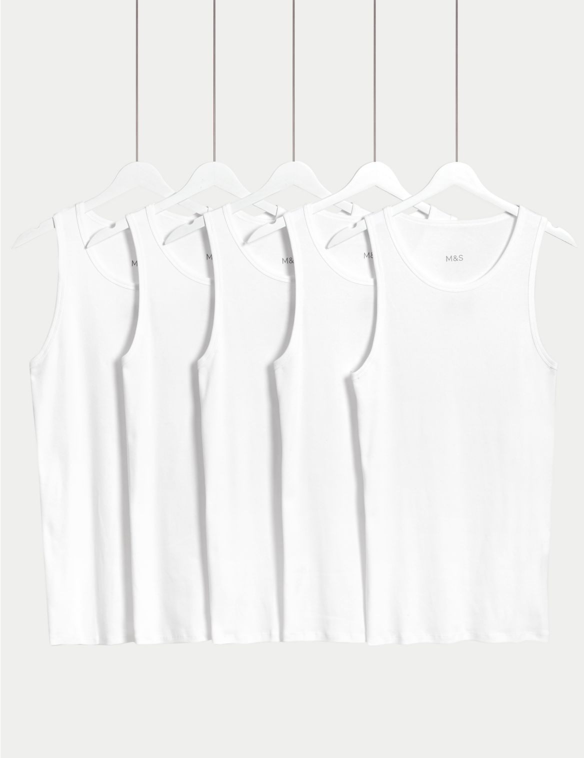 5 Pack Pure Cotton Sleeveless Vests white