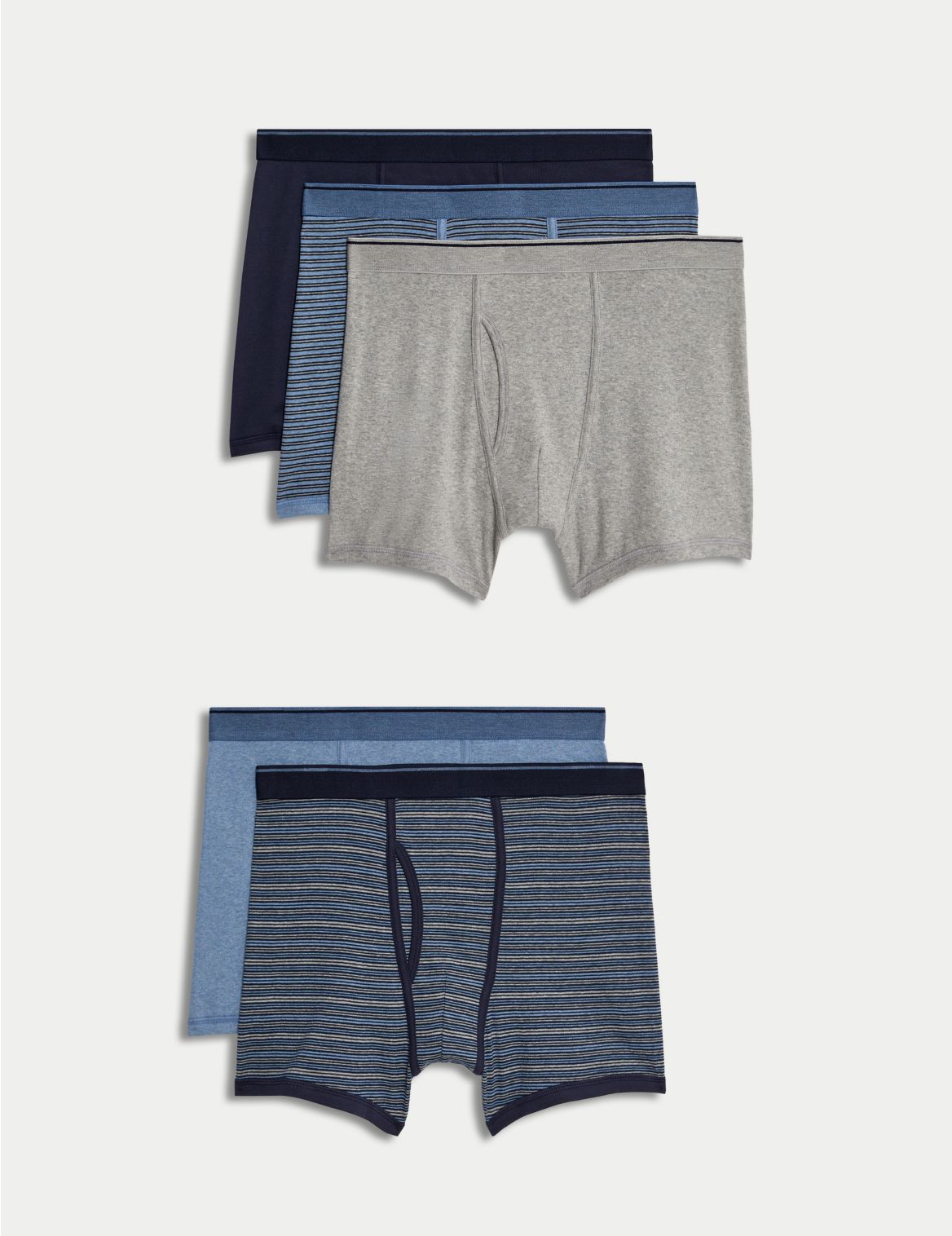 5 Pack Pure Cotton Cool & Fresh&trade; Trunks navy
