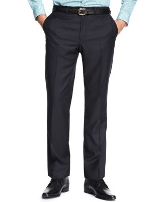 Autograph Pure Wool Slim Fit Flat Front Gingham Check Trousers | Snapcat