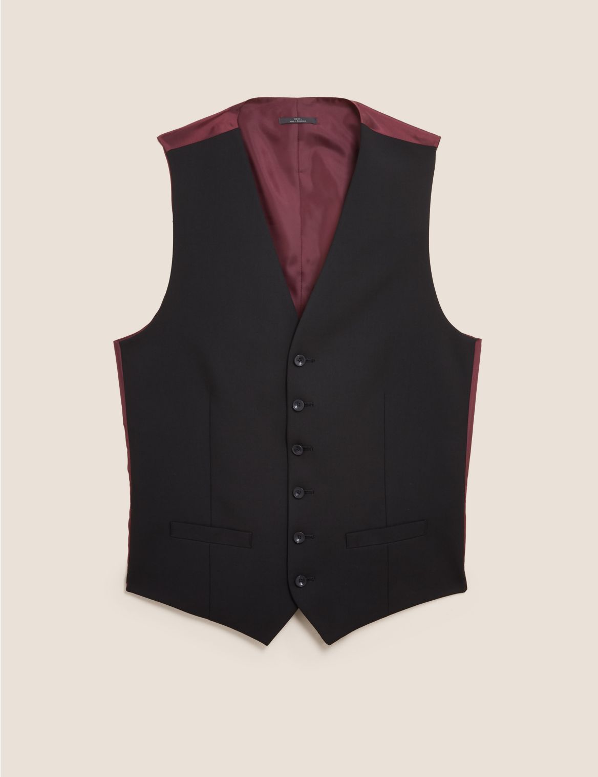 Black Tailored Fit Waistcoat with Stretch black