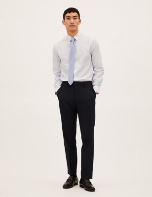 M&S Mens Navy Tailored Fit Trousers