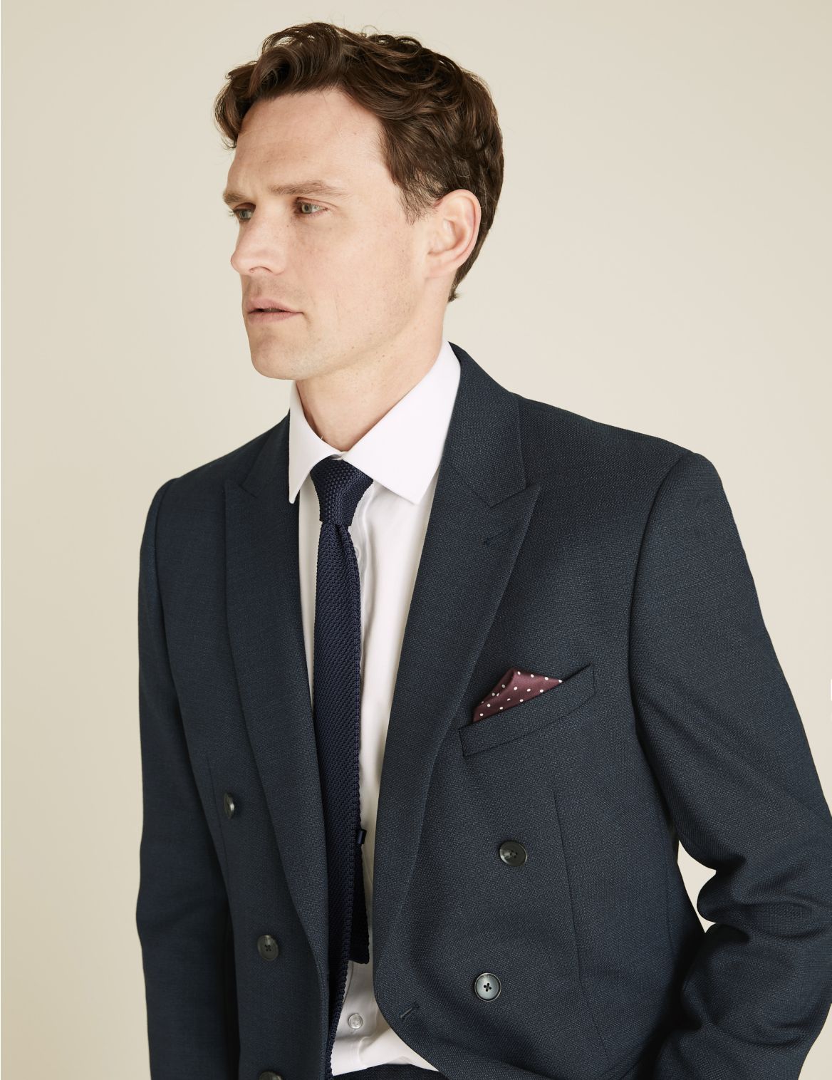 Navy Tailored Fit Double Breasted Jacket navy
