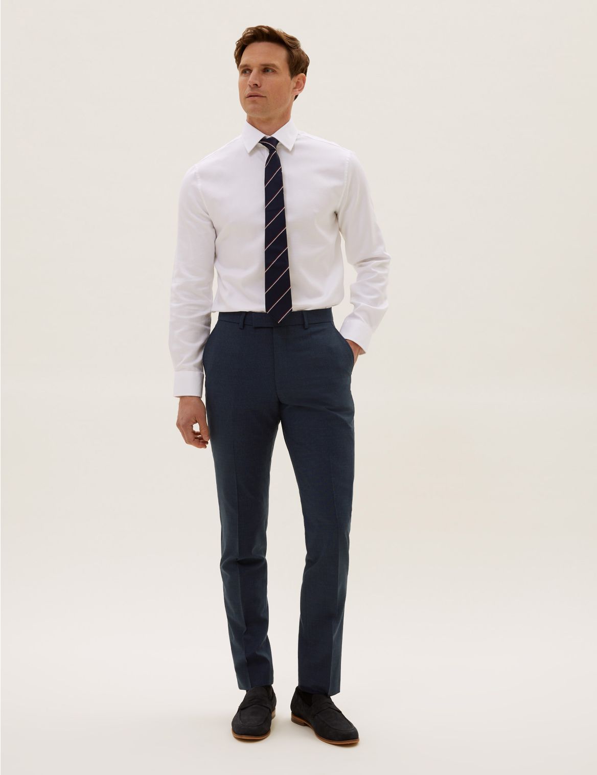 Ultimate Navy Slim Fit Pinstripe Trousers navy
