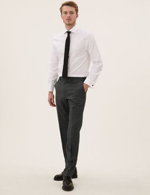 M&S Mens Tailored Wool Puppytooth Trousers