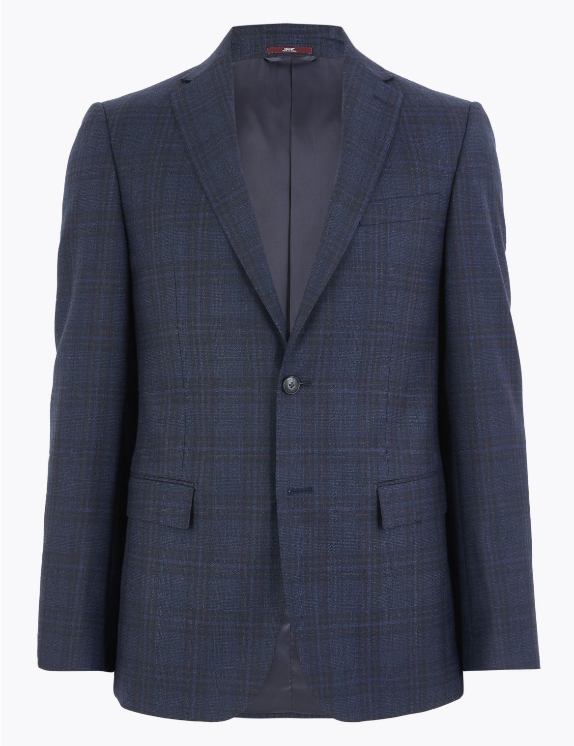 Blue Tailored Fit Wool Checked Jacket blue