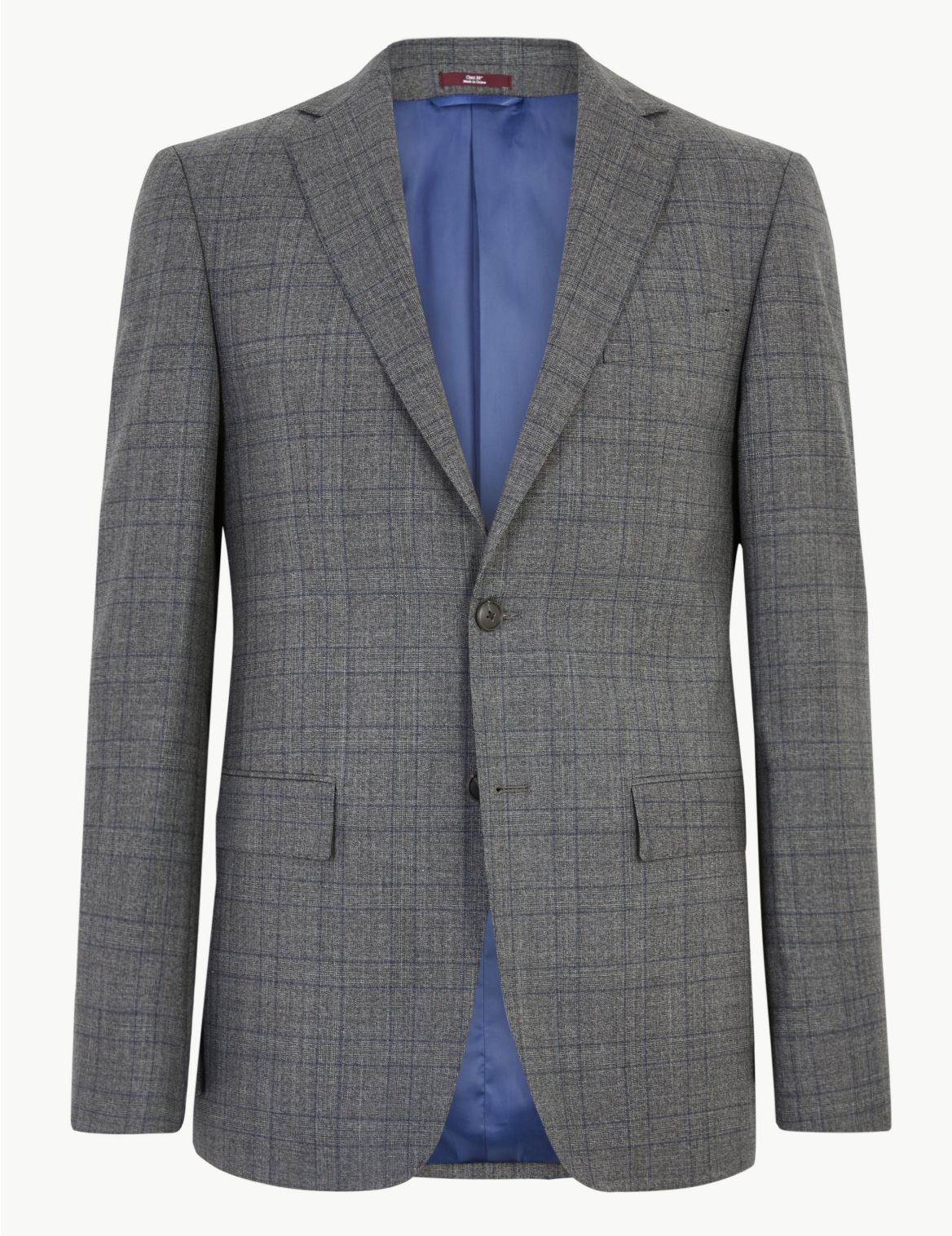 Charcoal Checked Wool Jacket grey