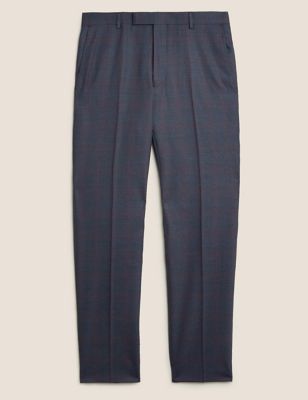 M&S Mens Tailored Fit Wool Rich Check Trousers 