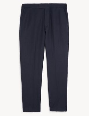Jaeger Mens Tailored Fit Italian Silk And Linen Trousers - 40REG - Navy, Navy