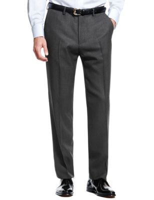 Savile Row Inspired Pure New Wool Flat Front Trousers | Snapcat