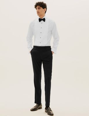 M&S Mens Black Slim Fit Textured Trousers