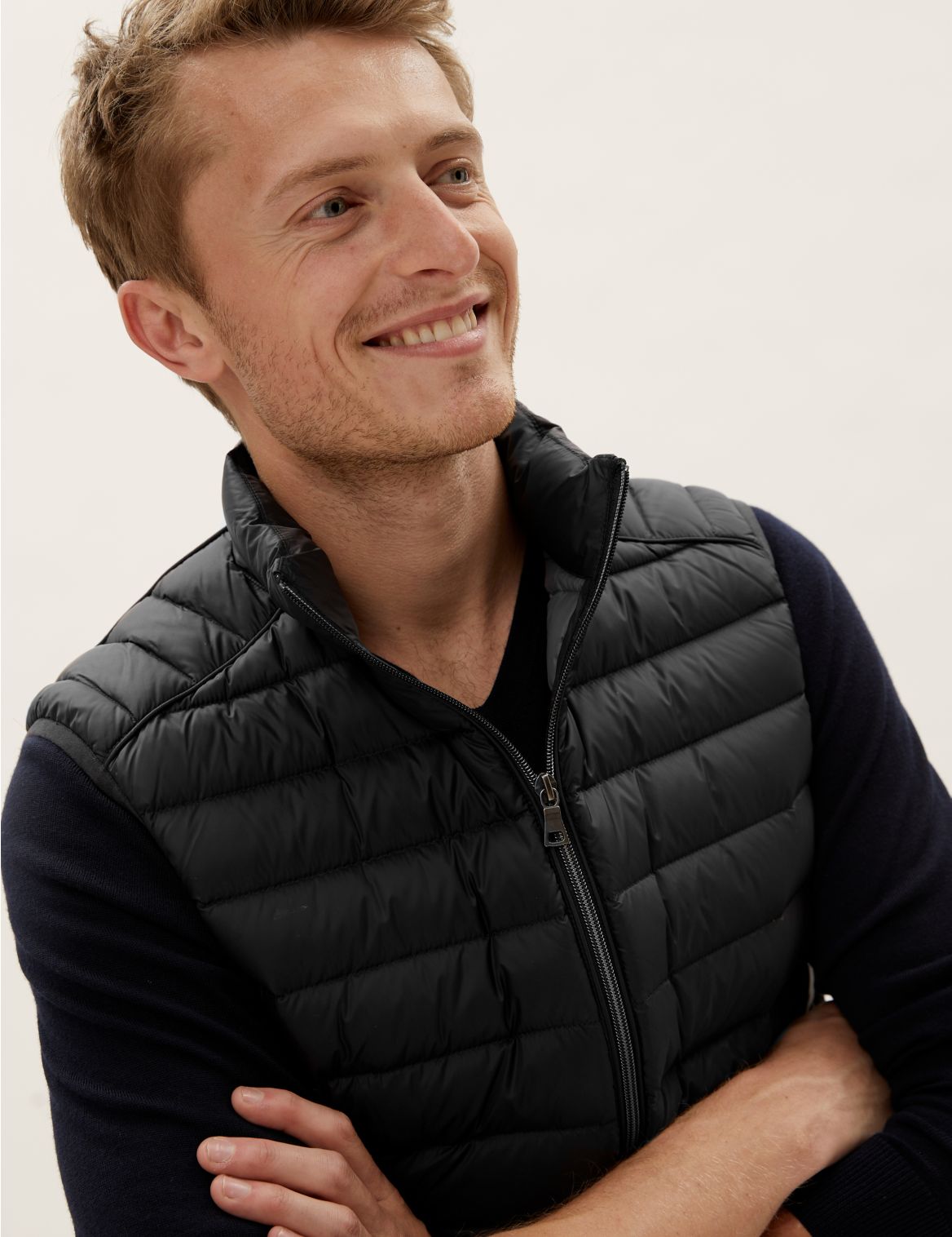 Down & Feather Padded Gilet with Stormwear&trade; black