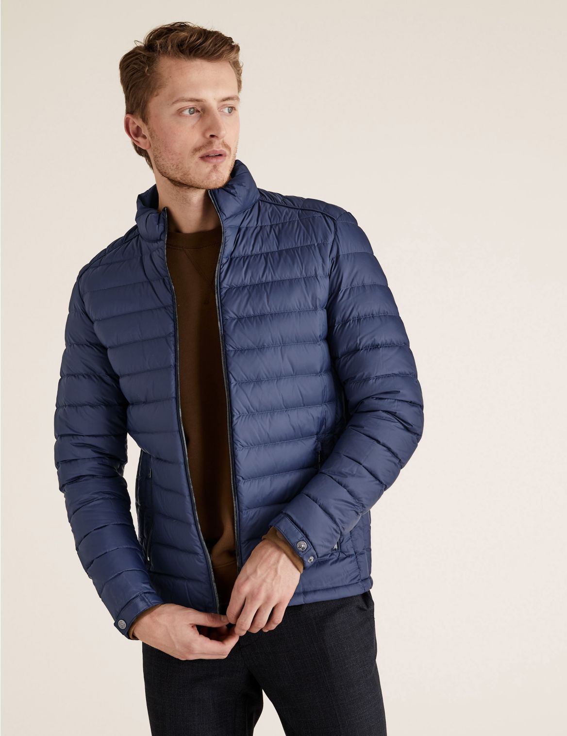 Down & Feather Puffer Jacket navy