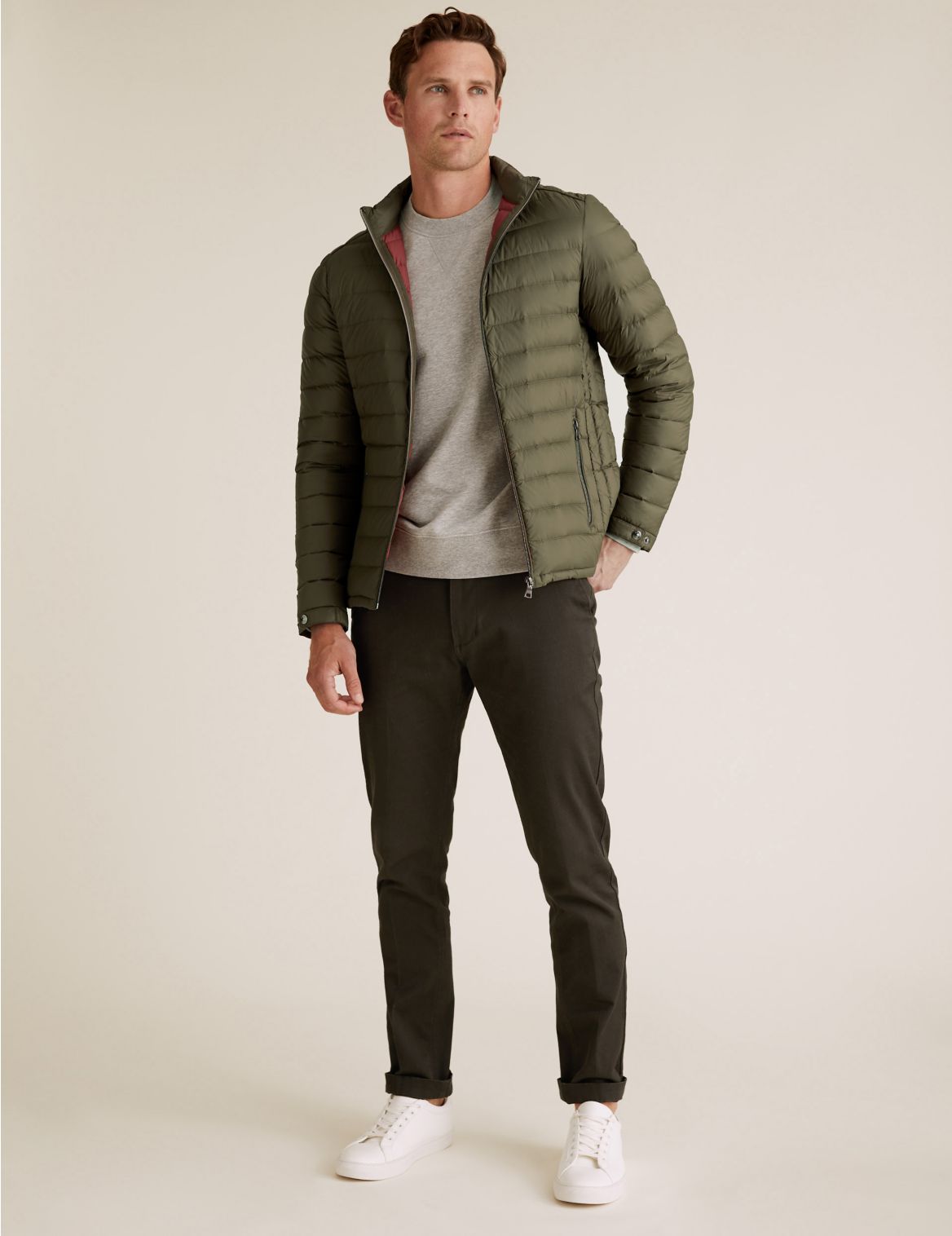 Down & Feather Puffer Jacket green