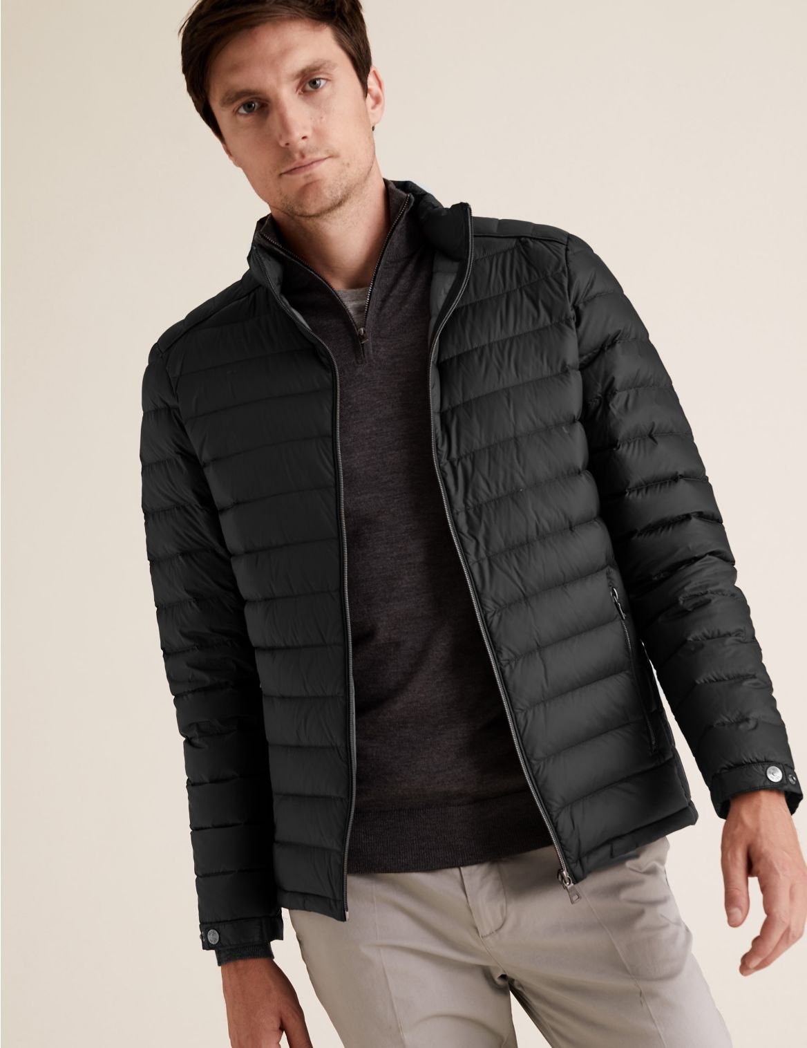 Down & Feather Puffer Jacket black