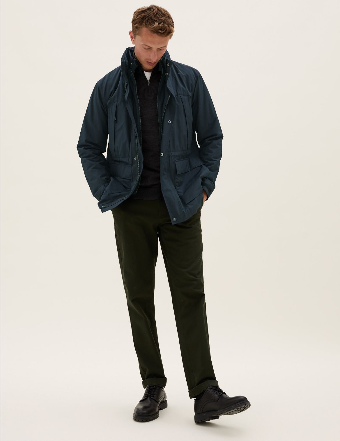 Double Collar Technical Jacket with Stormwear&trade; navy