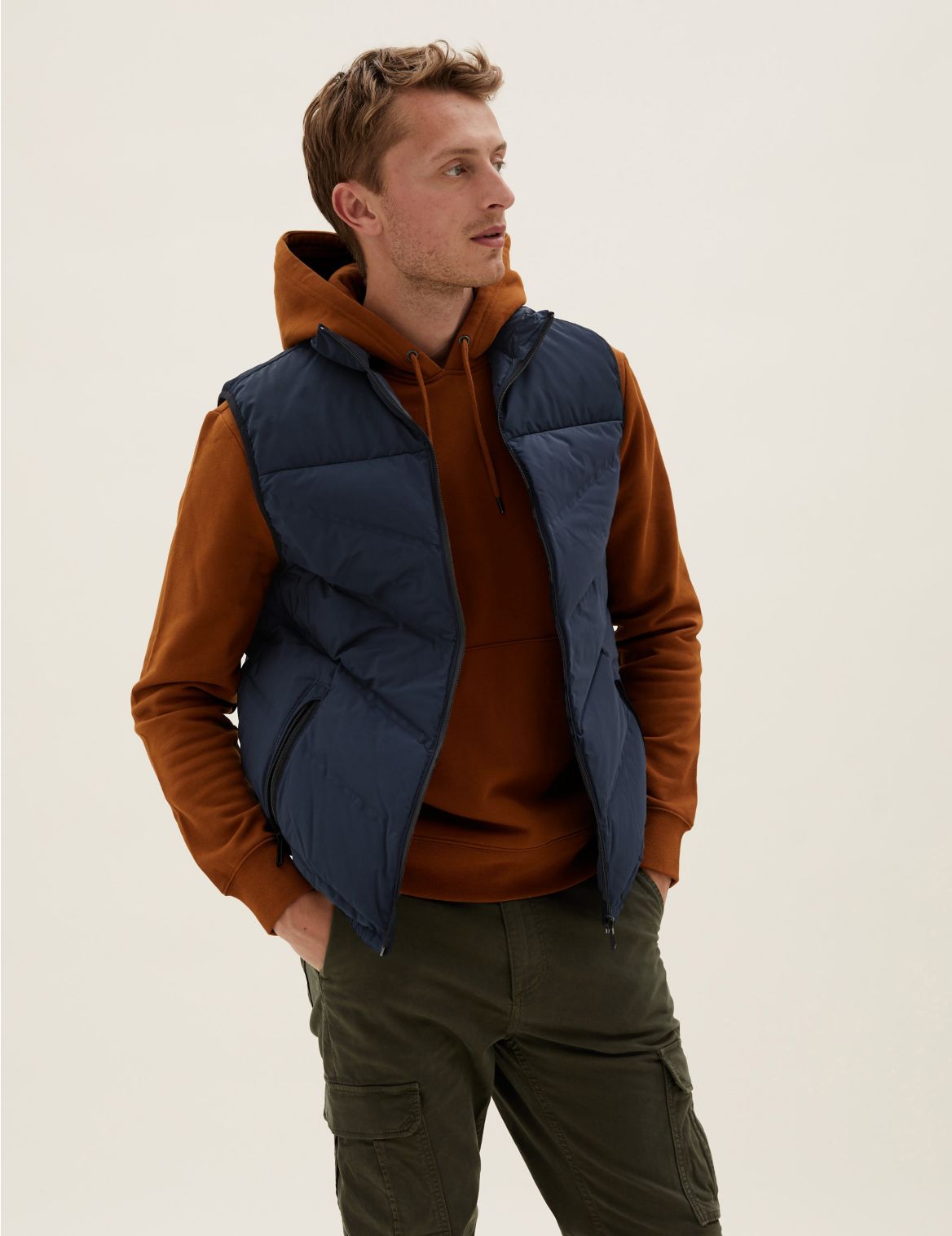 Down and Feather Gilet with Stormwear&trade; navy