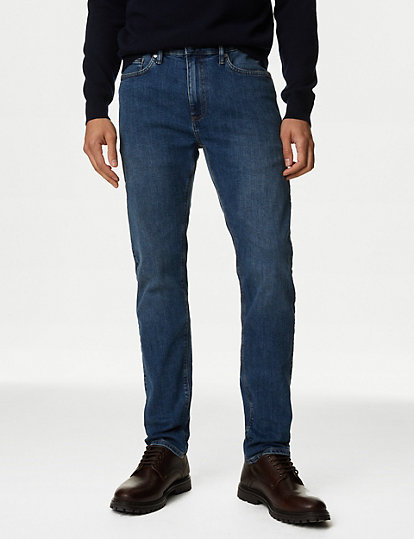 M&S Collection Slim Fit Stretch Jeans - 3029 - Dark Grey, Dark Grey