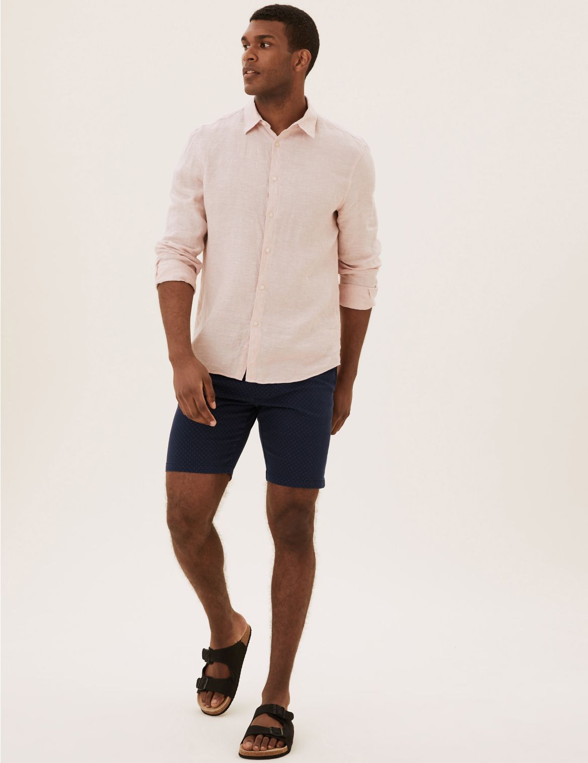 Stretch Belted Printed Chino Shorts navy