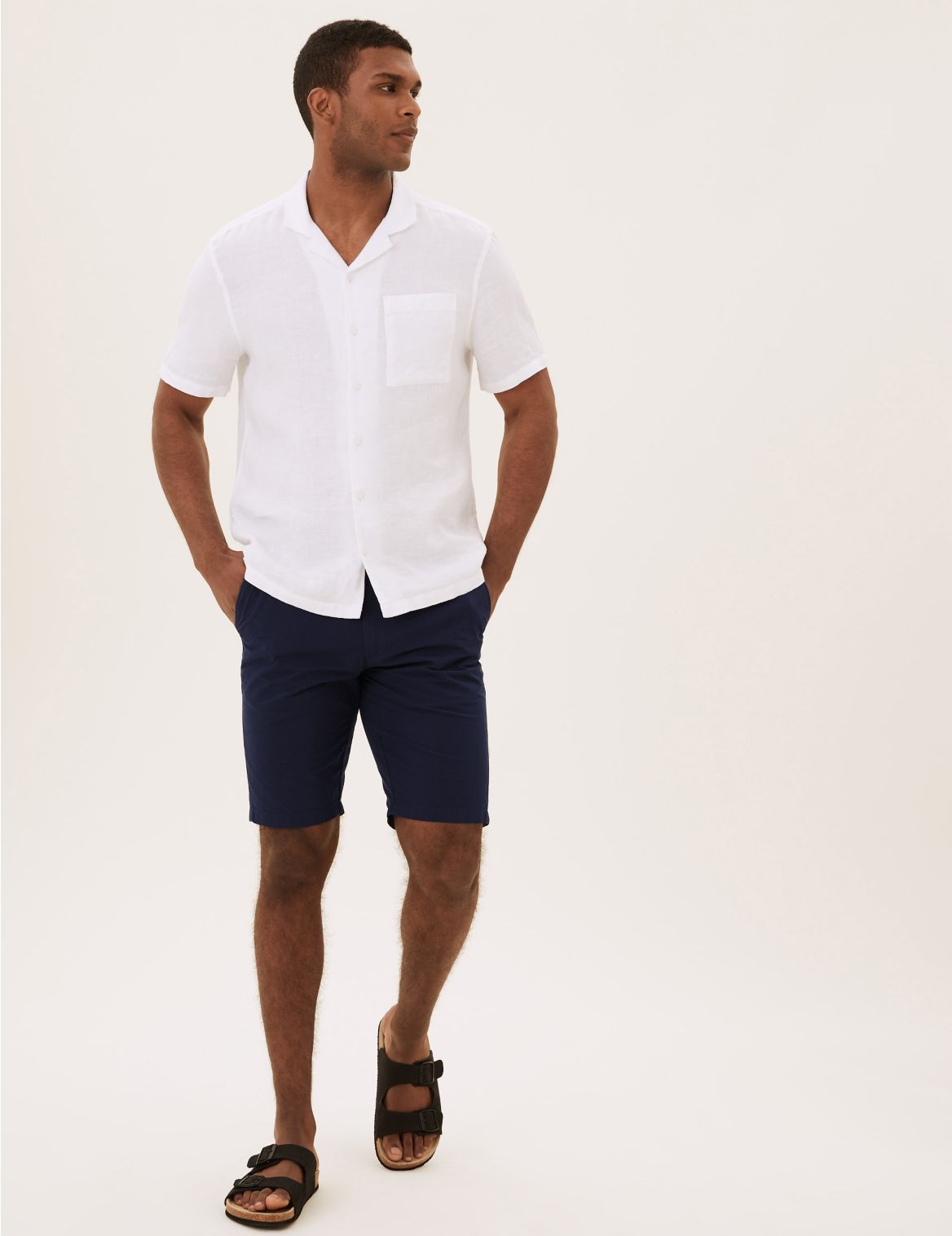 Belted Checked Chino Shorts navy