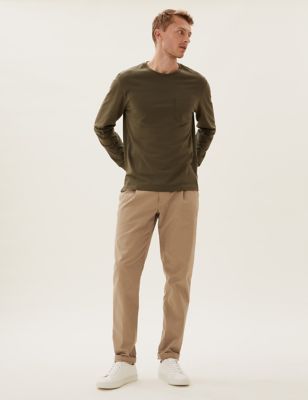 M&S Mens Pure Cotton Pleat-Front Chinos