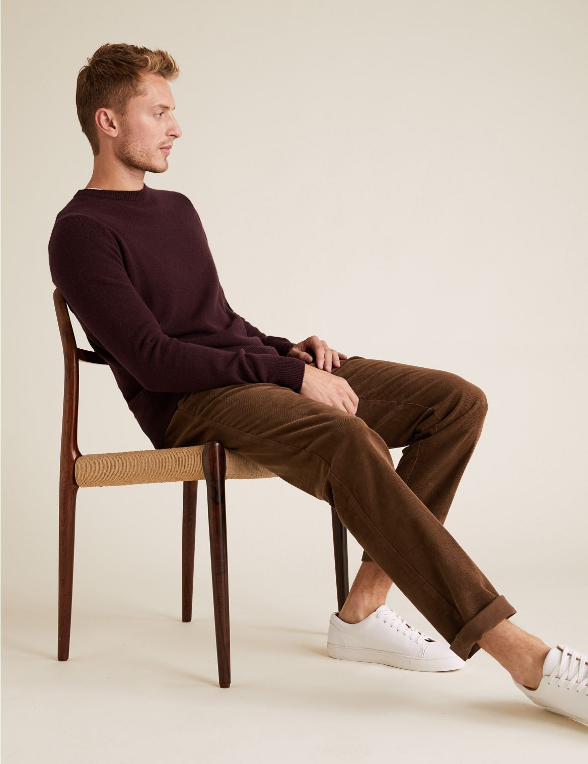 Regular Fit Corduroy Stretch Trousers brown