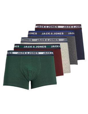 Jack & Jones Mens 5pk Cotton Rich Trunks - M - Multi, Multi