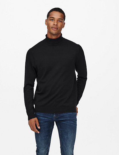 only & sons roll neck jumper - grey mix, grey mix