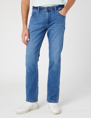 Wrangler Mens Regular Fit Cotton Rich 5 Pocket Jeans - 3630 - Blue Denim, Blue Denim
