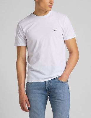 Lee Mens Pure Cotton Crew Neck T-Shirt - L - White, White