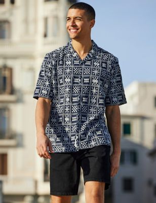 Only & Sons Mens Cotton Rich Printed Shirt - Navy, Navy