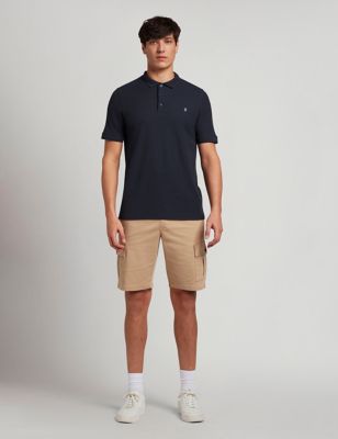 Farah Mens Organic Cotton Polo Shirt - Light Blue, Light Blue,Navy