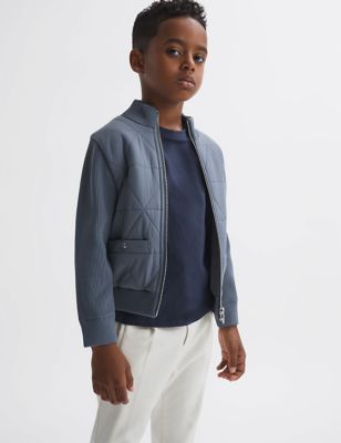 Reiss Boys Knitted Quilted Jacket (3-14 Yrs) - 3-4 Y - Light Blue, Light Blue