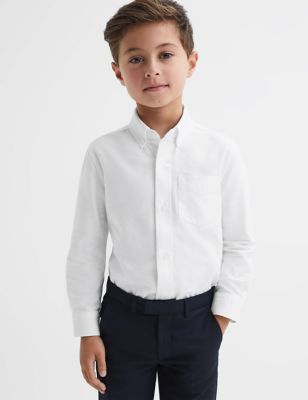Reiss Boy's Pure Cotton Oxford Shirt (3-14 Yrs) - 13-14 - White, White,Navy,Light Blue