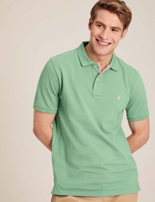 Joules Mens Pure Cotton Polo Shirt - Green, Green,Pink