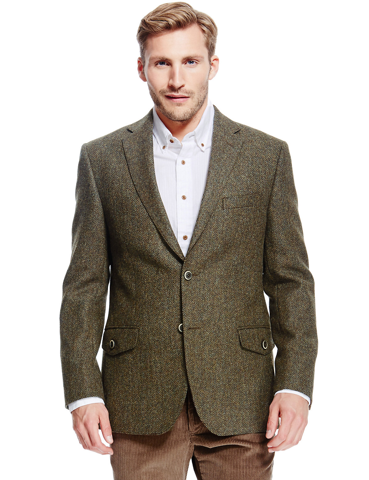 Luxury Sartorial Pure New Wool 2 Button Herringbone Jacket | Topicbean